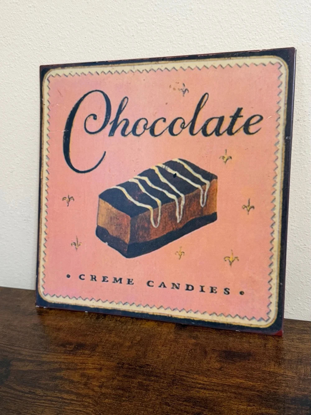 Vintage-Style Chocolate Creme Candies Wall Art - Pink